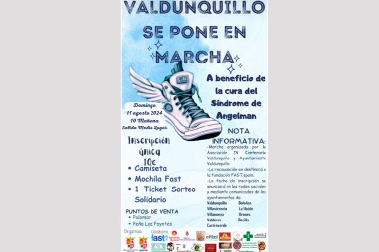 cartel sobre la marcha solidaria en Valdunquillo a favor del Síndrome de Angelman