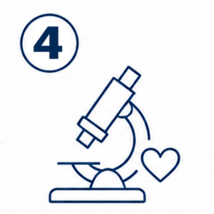 icono 4 de un microscopio con un corazón